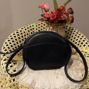 Coach Black Round Leather Crossbody Bag
